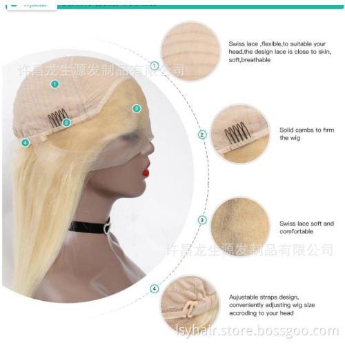 Remy 613 Full Lace Wig Virgin Human Hair, Body Wave Transparent Swiss Lace Full Lace Wig Blonde Colour #613 For Black Women